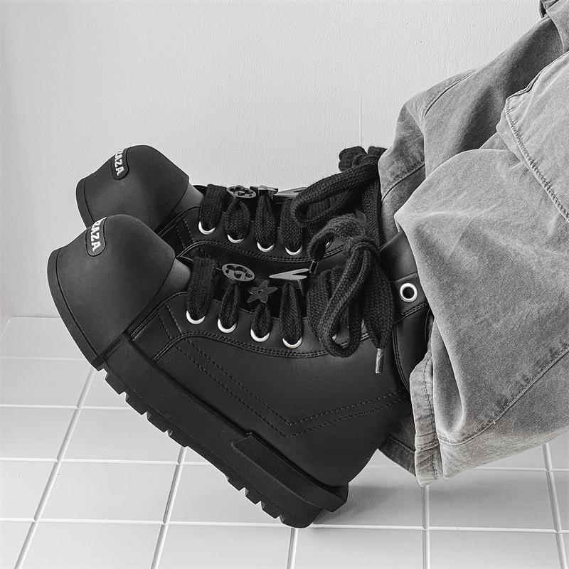 Módní černé a bílé párové boty s vysokým svrškem Trendy kvalitní designový styl Volnočasové Outdoorové Módní Párty Denní boty pro mládež se silnou podrážkou