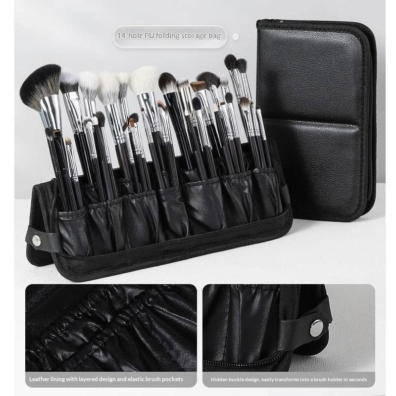 29/14 Holes Foldable Makeup Brush Bag Women Large Capacity Pouch Tools Organizer Travel Powder Cosmetic Toiletry Case Holder