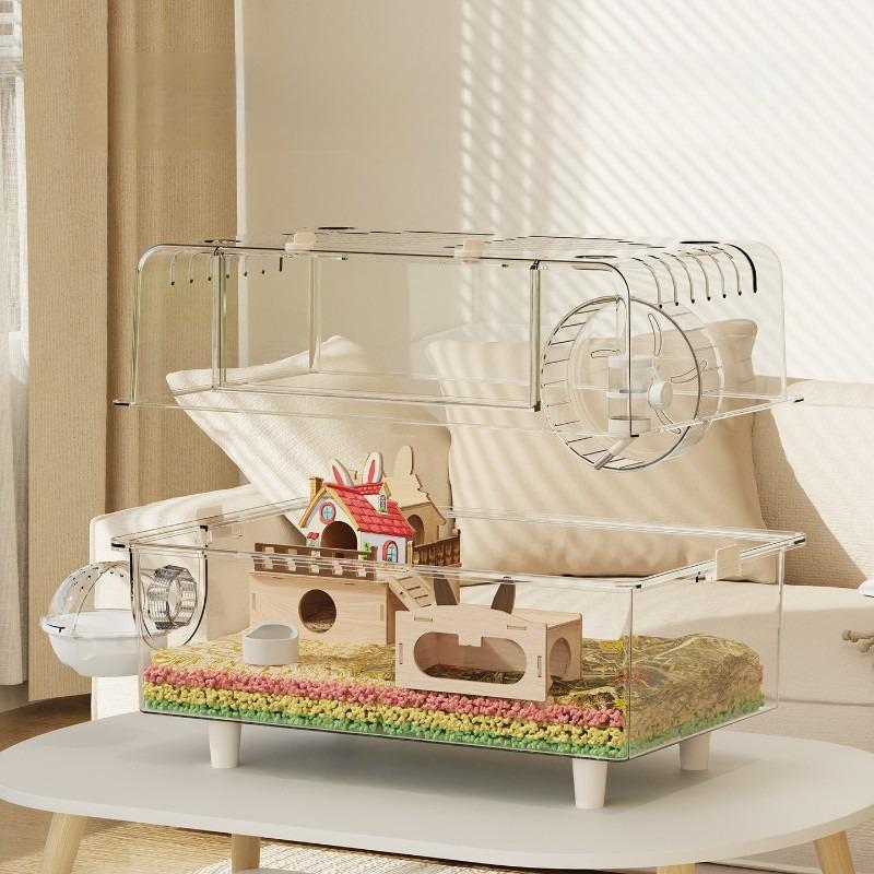 Large Hamster Cage Luxury Transparent Hamsters Accessories Cages Hamsters Rat Hideout Houses Habitats Furniture Hamster Supplies