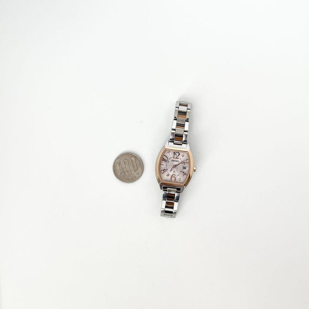 Used [In operation] Polished SEIKO LUKIA women's watch radio solar good condition pink silver dial gold s2382