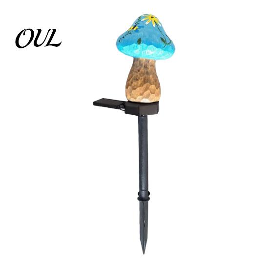 Patio Lawn Path Illumination Solar Mushroom Garden Stake Light, Resin Fairy Lamp with Energy Saving Outdoor Lighting Warm Glow, Waterproof Yard Decor