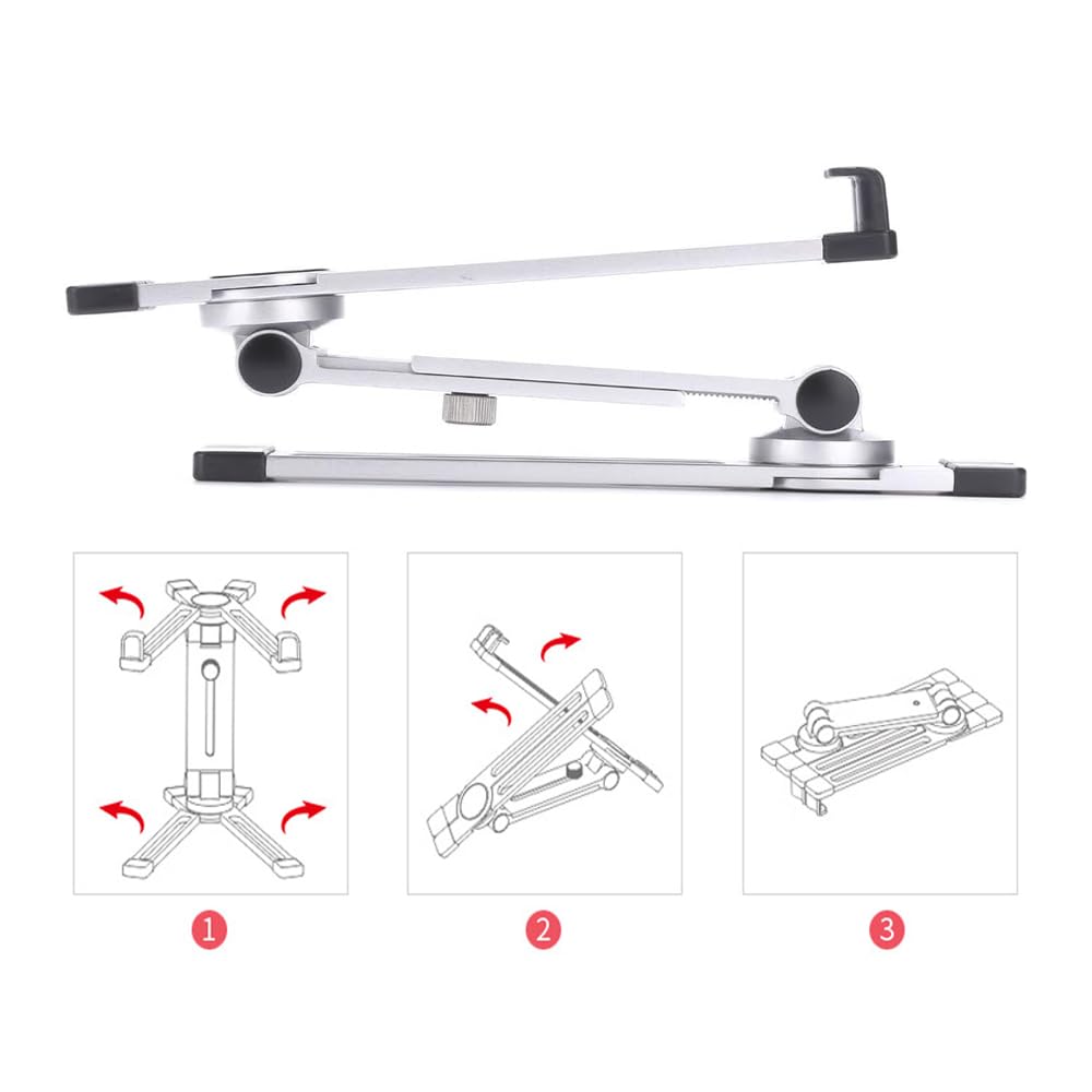 Aluminum Foldable Tablet Stand with Ergonomic Design for Posture Phone Desktop Stand for and Adjustable Height and Portable Stability, Non-Slip,