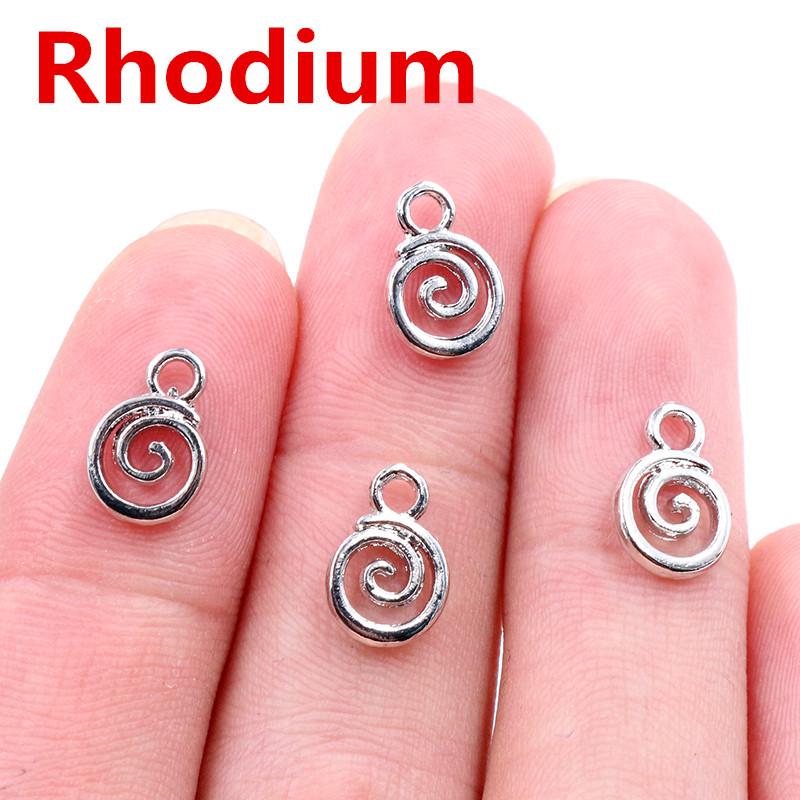 11x8mm 30pcs Antique Silver Plated Gold Colors Rhodium Swirl Handmade Charms Pendant:DIY for Bracelet Necklace