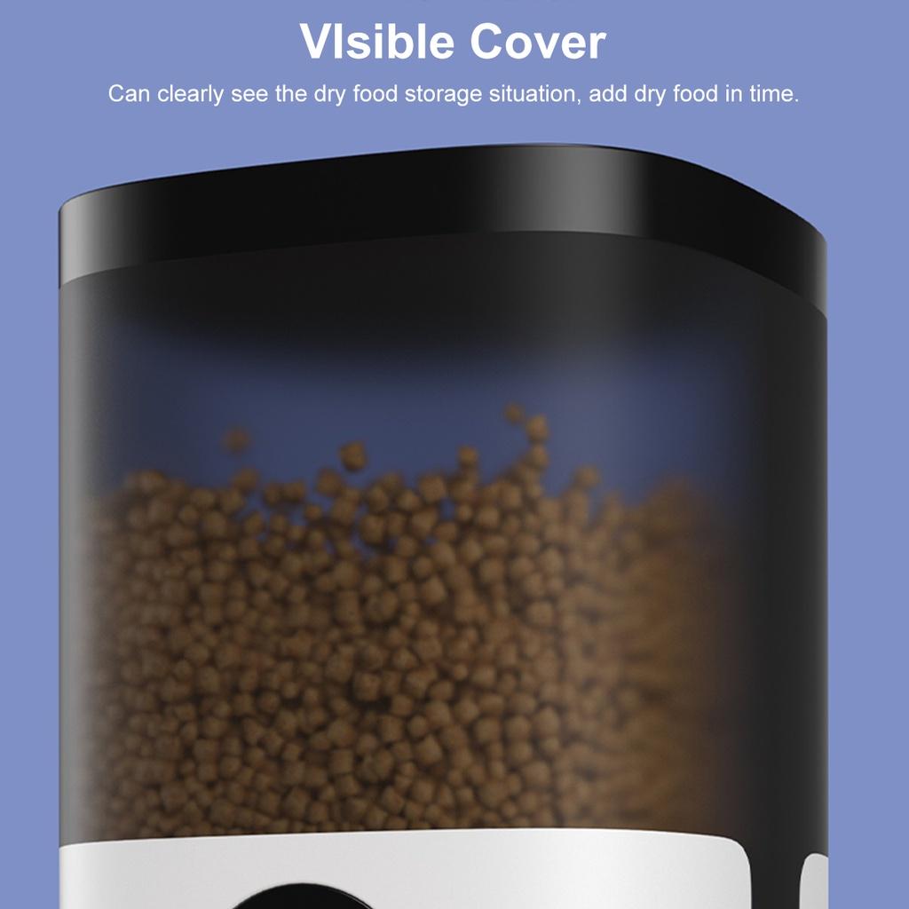 6L Food Dispenser Smart Automatic Visible Cover Pet Dog Cat Remote Control APP Timer Pet Feeder [Video/WiFi/Button Version]