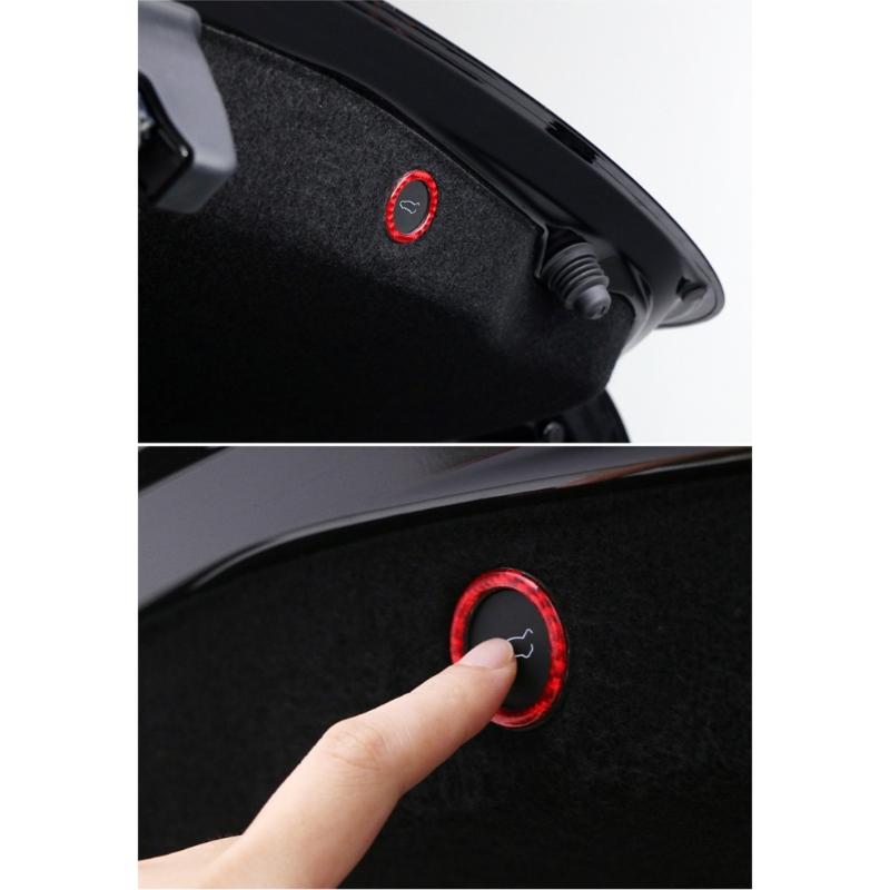 High Performances Carbon Fiber Car Trunk Button Cover Automotive Interior Sticker Trunk Button Rings Suitable for Auto