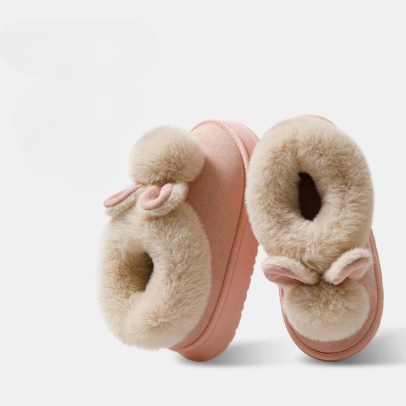 

Хлопковая обувь для женщин зимой, симпатичные плюшевые офисные тапочки на толстой подошве, теплые домашние хлопковые тапочки, туфли на каблуках 40-41