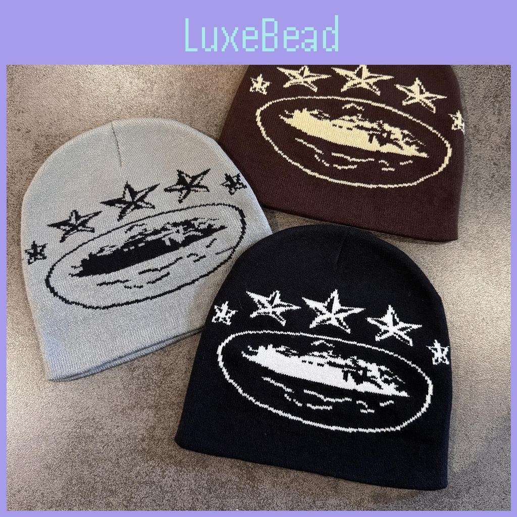 Knitted Acrylic Warm Hat Men Women Letter Print Cold Season Headgear Winter Fall