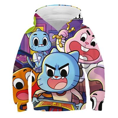 Autumn The Wonderful World of Gumball Printed Childrens Pullover Animated Fun Fashion Trend Hooded Sweatshirt For Boys and Girls