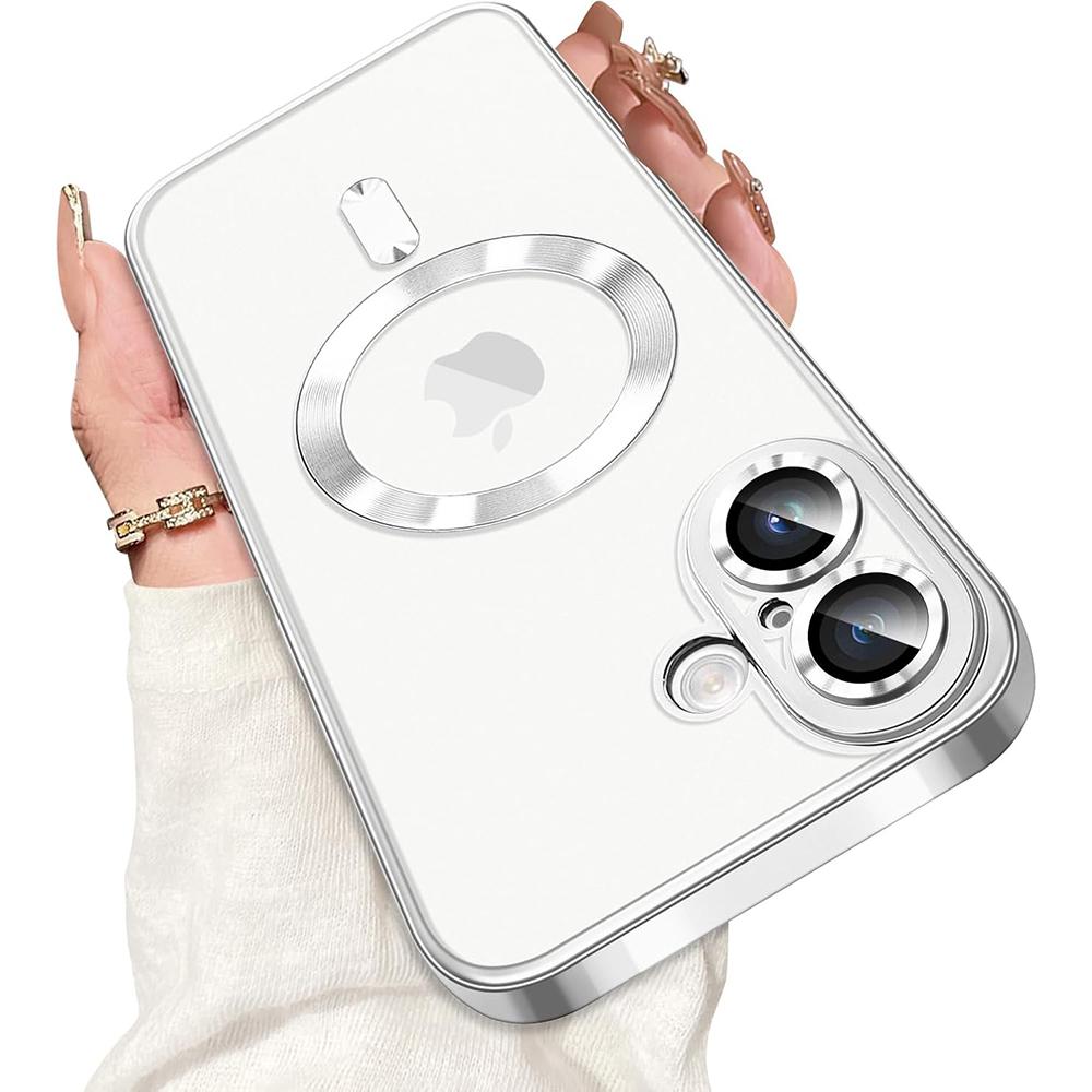 Luxury Plating Silicone Soft Case For iPhone 16E 16 15 14 13 12 11 Pro Max Plus Strong Magnetic Magsafe Clear Ultra Thin Cover