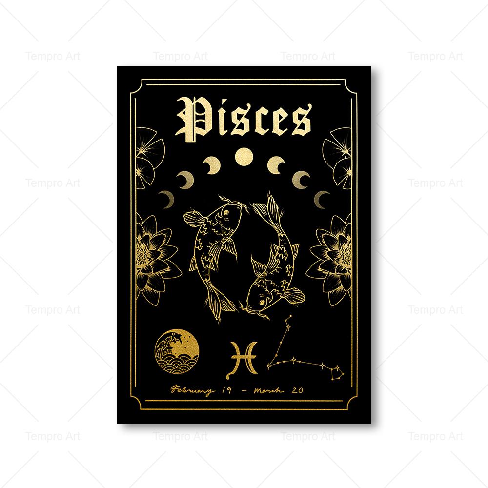 Zodiac Astrology Poster Print Cancer Leo Boho Wall Decor Twelve Constellations Art Canvas Painting Pictures for Home Decoration