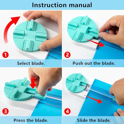 ecraft Paper Trimmer, Craft Paper Cutter, 4 Styles, Multifunctional Scrapbooking Tool with Dial Blades for Straight, Wavy, Dot, Perforated, and Creasi