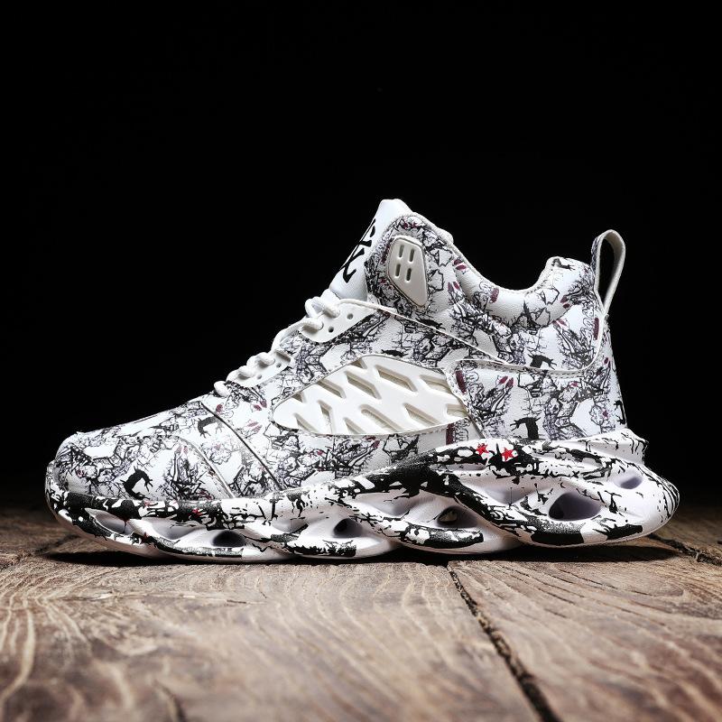 New fashion mid-top casual shoes versatile sports shoes student shoes large size high-top camouflage men's shoes