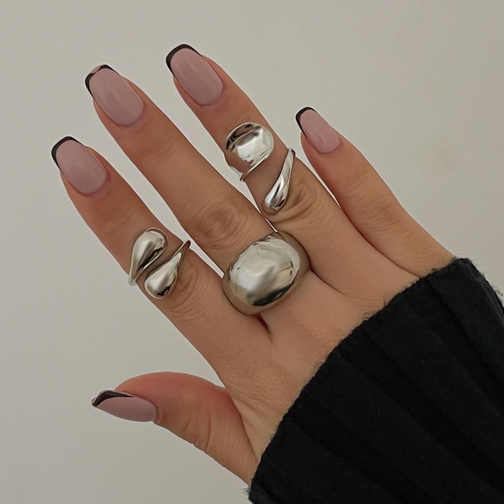 DIEZI 3pcs/set Sweet Cool Geometric Finger Rings For Women Girls Men Punk Gold Silver Color Metal Knuckle Joint Ring Jewelry