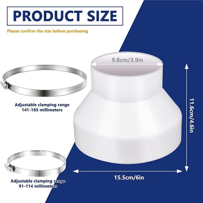 A34R Air Duct Reducer Adapter 6 To 4 Inch(2 Set), Duct Reducer Increaser With Hose Clamp HAVC Pipe Connector