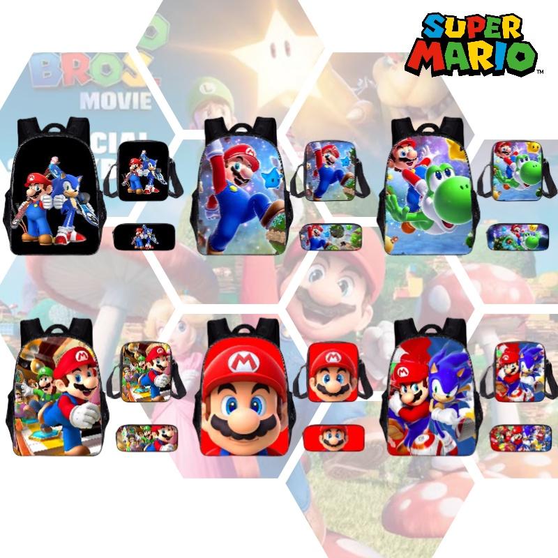 Super Mario Cartoon School Bag Student Backpack Waterproof And Expandable Fashionable And Trendy Style Nylon Material