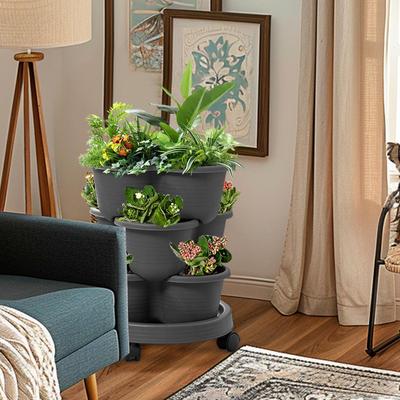 Vertical Planter Tier Planter 3-Tier Tower With Removable Wheels Tools For Flowers Vegetables Strawberries Indoor Kitchen Garden