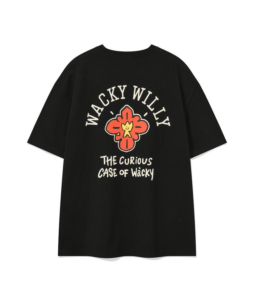 WACKY WILLY Flower Kiki Short Sleeve T-Shirt Black