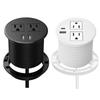 Table Power Grommet Outlet 2M Extension Cord Table Outlets 2 USB/1 USB + PD 18W Type C Ports for Office PC Desk Cable Cord Cover