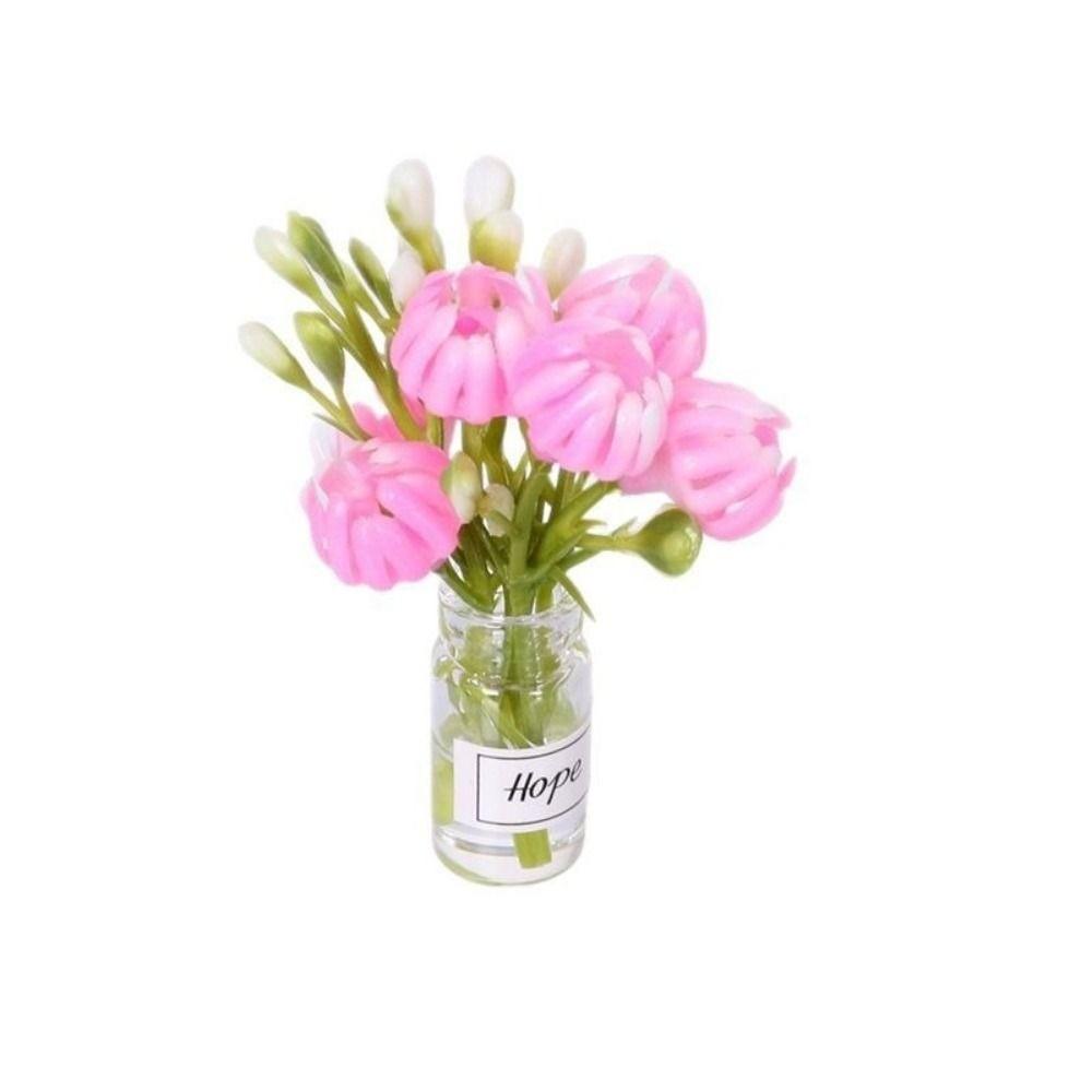 1:12 Dollhouse Miniature Flower 9 Colors Green Plant Potted Vase Miniature Dollhouse Decorations