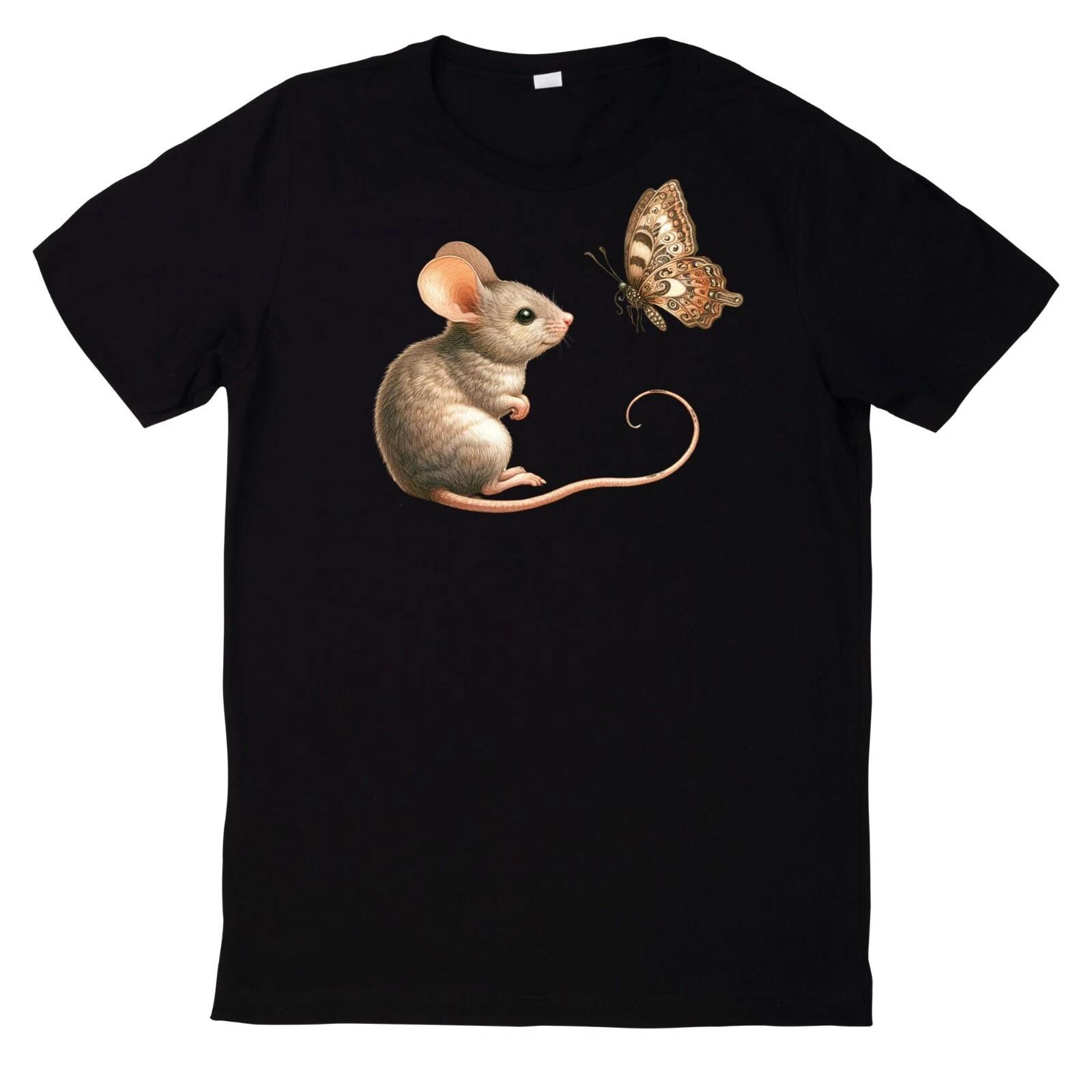 T-Shirt Maus und Schmetterling Motiv XL
