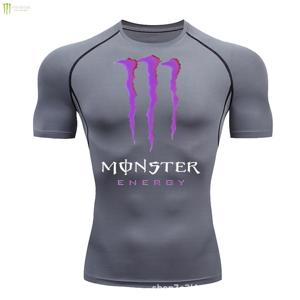 Luna Living Men's Quick-Dry Slim Compression Running T-Shirt M grijs