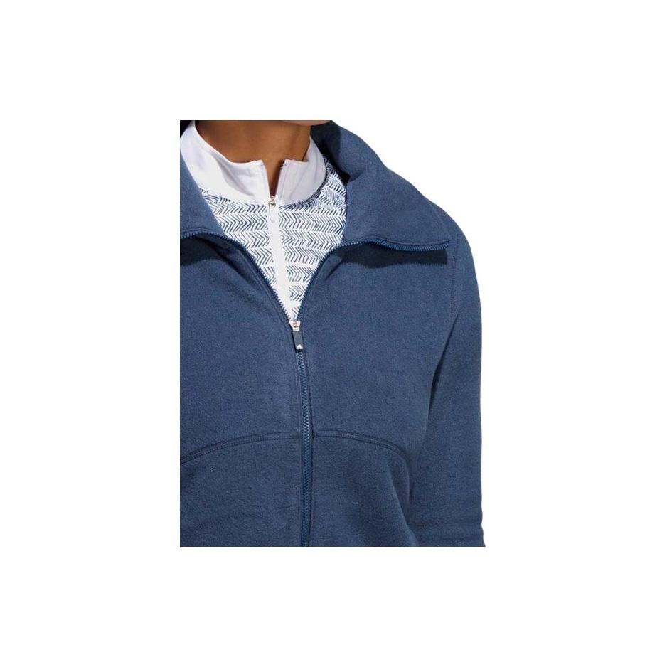 Adidas Womens Solid Color Drawstring Collar Loose Jacket Women Jacket Navy-Blue HG6989