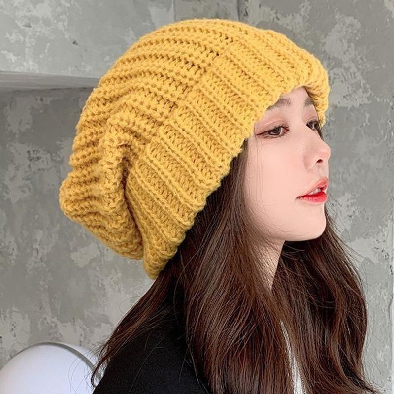 Winter New Hat Pile Hat Women's Fashion Versatile Wool Knitted Hat Korean Version Thickened Warm Baotou Hat
