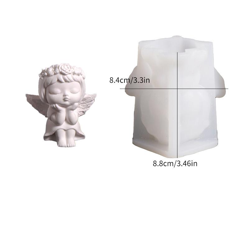 Prayer Angel Girl Flower Pot Mold Cheek-Resting Wreath Angel Prayer Flower Fairy Candlestick Plaster Silicone Mold