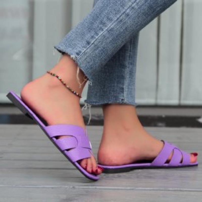 Women's Square Toe Leather Studded Flat Sandals - Multi Colors availableCasual and comfortableFashionable and versatileBreathable Sandal Design
