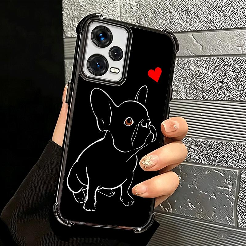 Französische Bulldogge Schwarz Design Beschichtung Handyhülle Für Xiaomi Redmi Note 14 15 Pro Plus 13 12 11 11S 11T 10 9S 9 5G Sturzfest Airaba