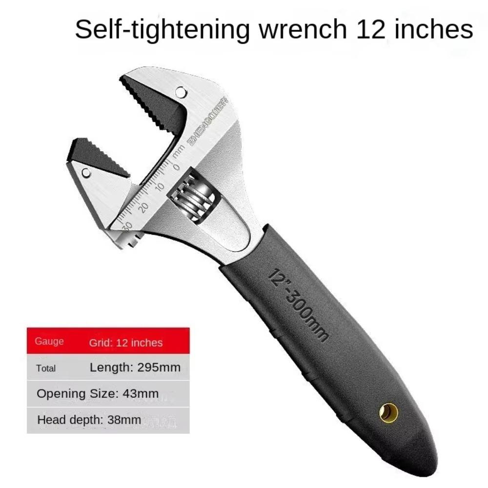 8/10/12Inch Self Tightening Ratcheting Wrench Adjustable Wrench Tool Portable Bathroom Wrench