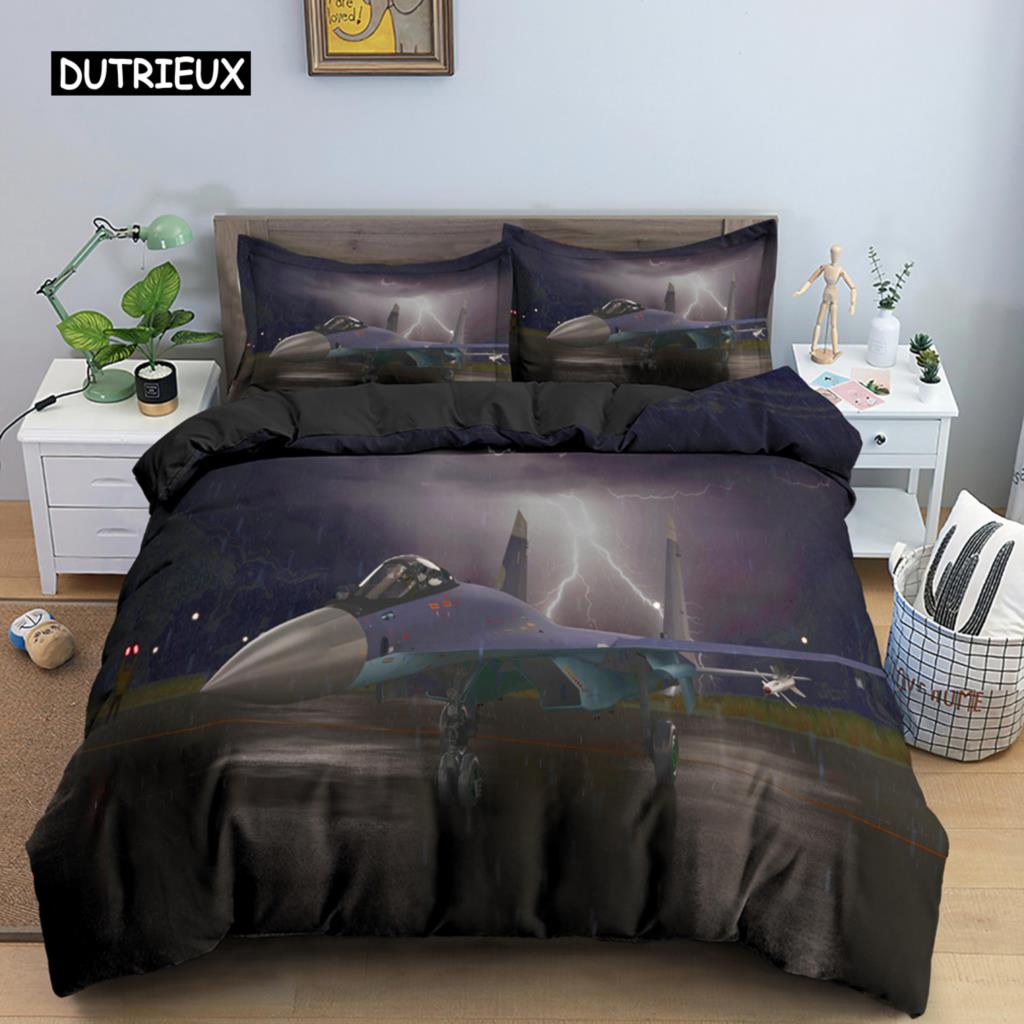 3D Airplane Printed Bedding Set Kids Adult 2/3pcs Duvet Cover with Pillowcase Comforter Bedding Quilt Cover Luxury Bedding Set
