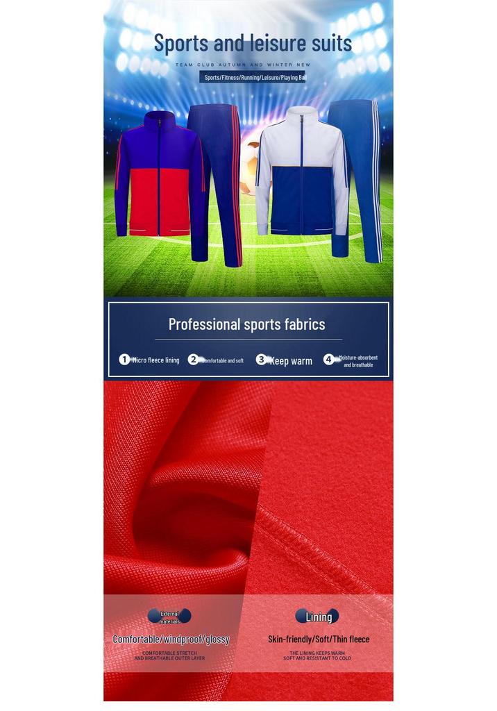 Autumn Winter Sports Team Uniform: Long-Sleeved Jacket and Training Set for Children and Adults