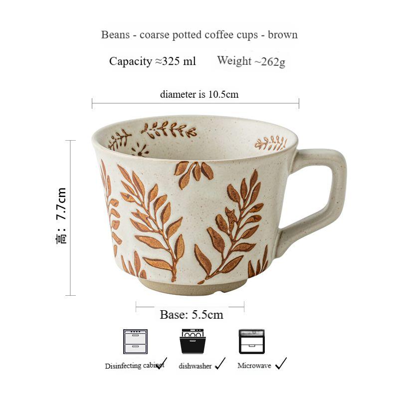 

Старинная кофейная кружка Текстурированная грубая керамическая кружка Высококачественная расписанная вручную кружка Винтажные керамические кружки