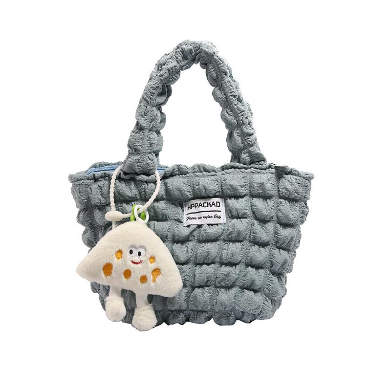 Folded cloud bag, bubble handbag going out high-value wind niche lazy wind solid color women's puff bag