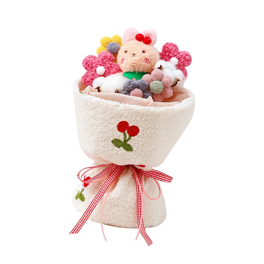 Plush Bouquet Toy Cute Cartoon Style Bright Colors Led String Light Stuffed Animals Bouquet For Birthday Valentine'S Day