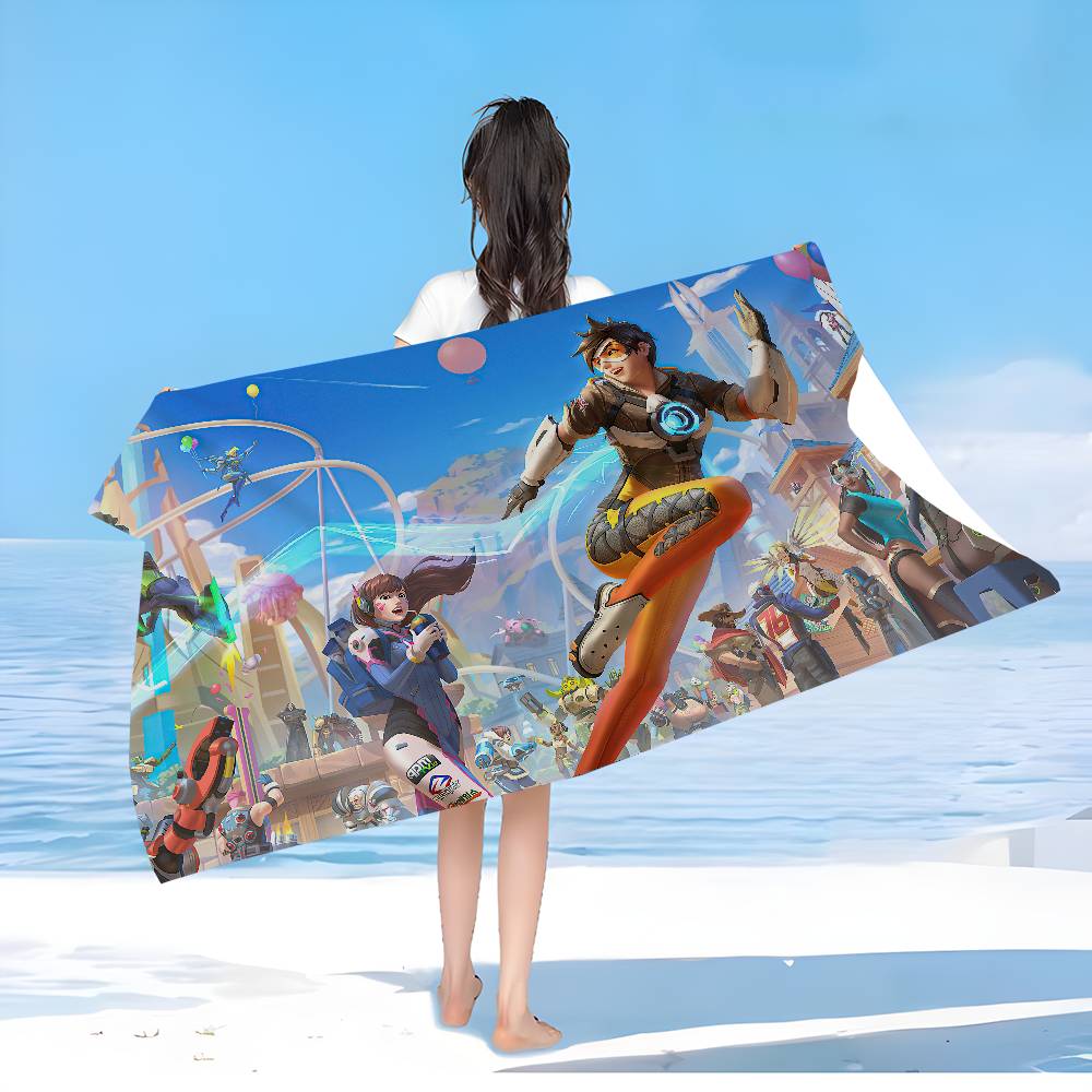 Game O-Overwatchs Microfiber Blanket Quick Drying Beach Towels Oversized Printing Super Absorbent Pool Towel Blanket