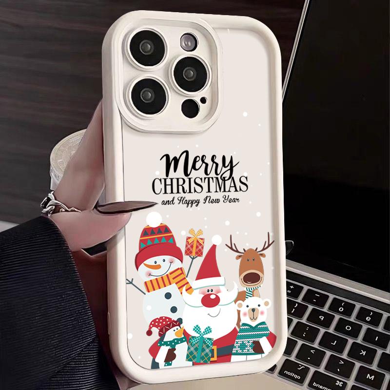 Christmas Pattern TPU Case For iPhone 16 Pro Max 15 14 Plus 13 12 11 Pro Max 7 8 XR X XS SE Shockproof Soft Silicone Phone Cover