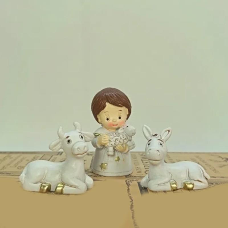 Weihnachtskrippenfiguren Harze Krippenszene Statue mit Stall Heilige Familie Statue Tischdekorationen Heimdekorationen