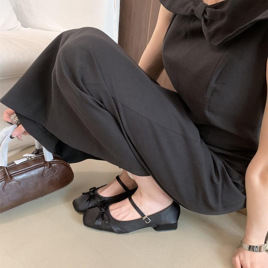 Bow light mouth Mary Jane shoes 2025 new French temperament gentle fairy style with skirt thick heel evening shoes