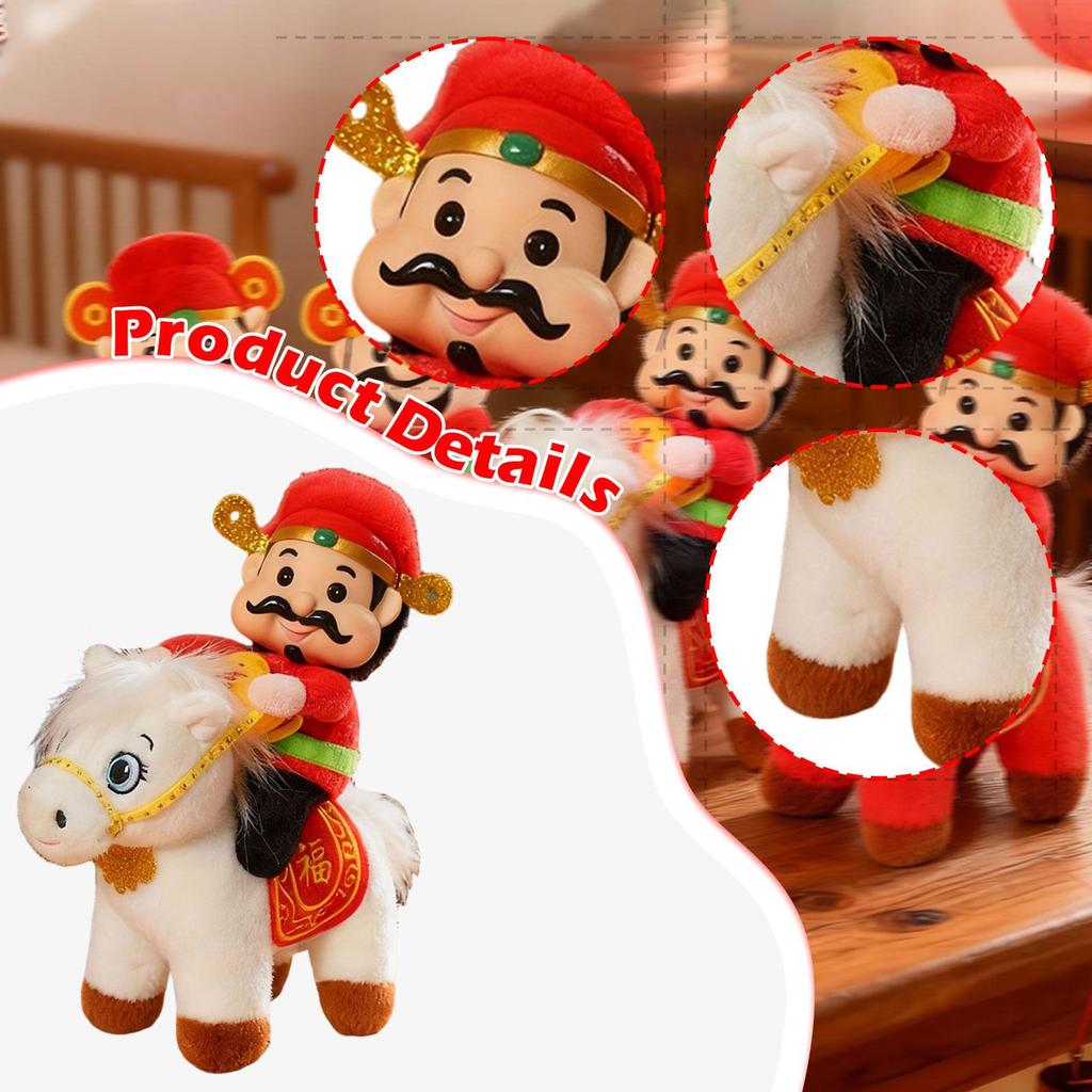 Year Horse God of Wealth Toy Ornament Adorable Collectible Soft