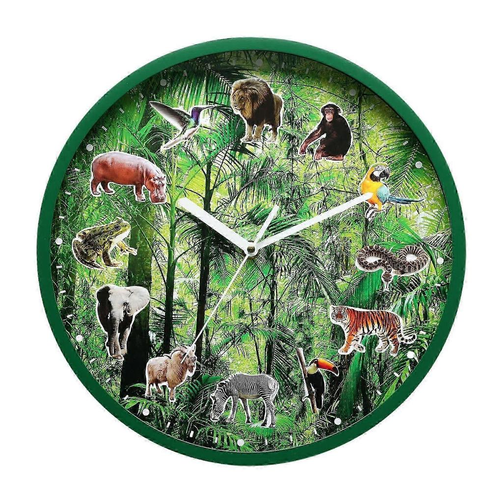 Wanduhr mit stündlichen Tierrufen Leicht Vielseitig Durchmesser 11,8 Zoll