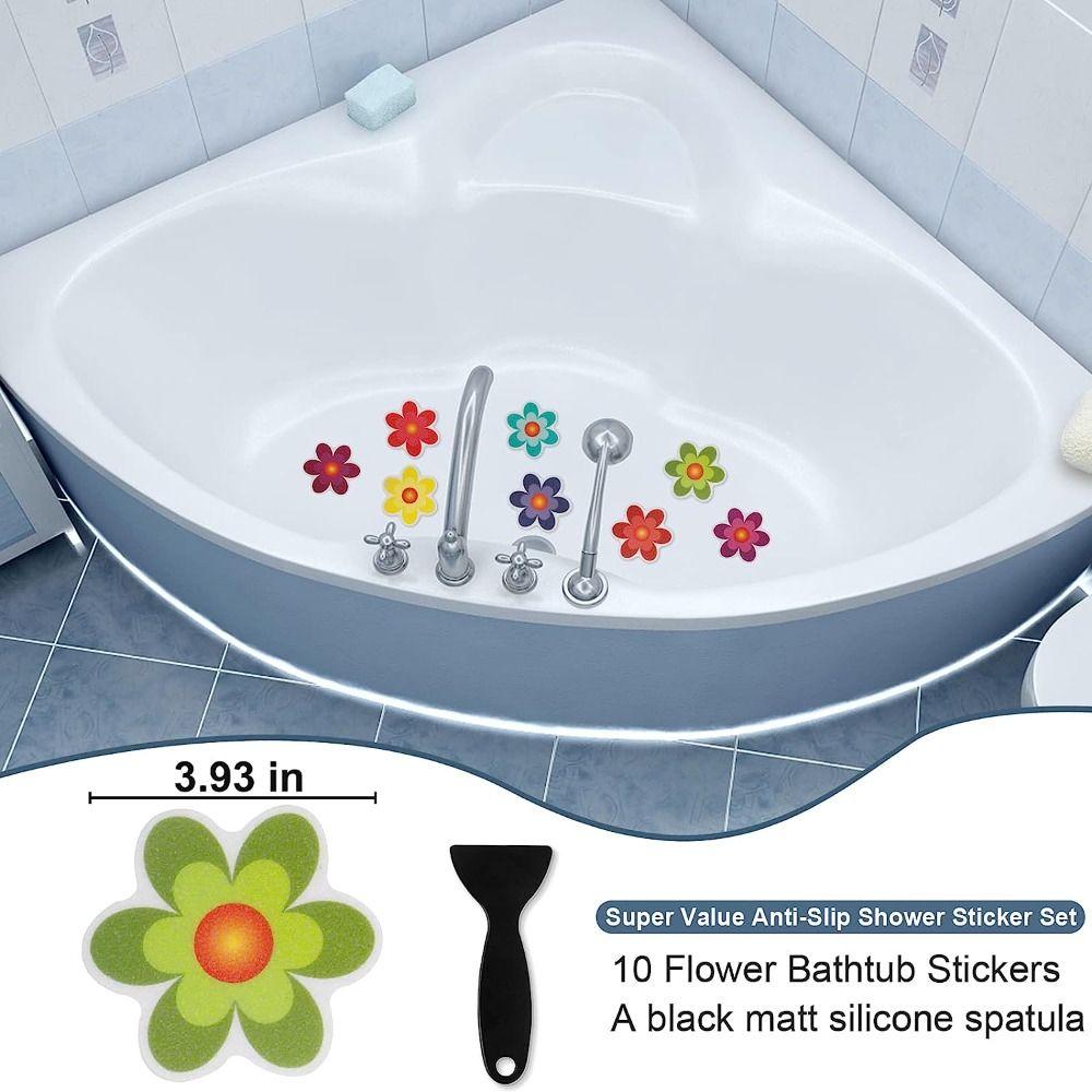 Flower Bath Tub Slip Stickers 3.99*3.93 Inch Cartoon Non-slip Sticker  Bathroom