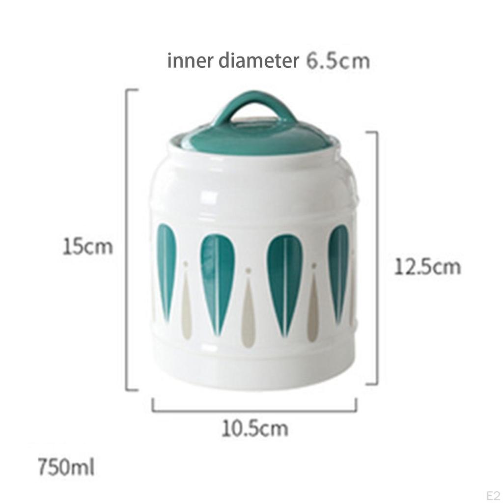 Ceramic Jar with Airtight Lid Food Storage Porcelain Dry Container Tea Canister Pet Treat