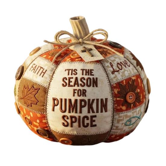 Fall for Jesus Patchwork Pumpkin Hand Stitched Fabric Pumpkin Christ Faith Gift Religious Autumn Home Accent for Farmhouse Dining Desk Entryway Decor