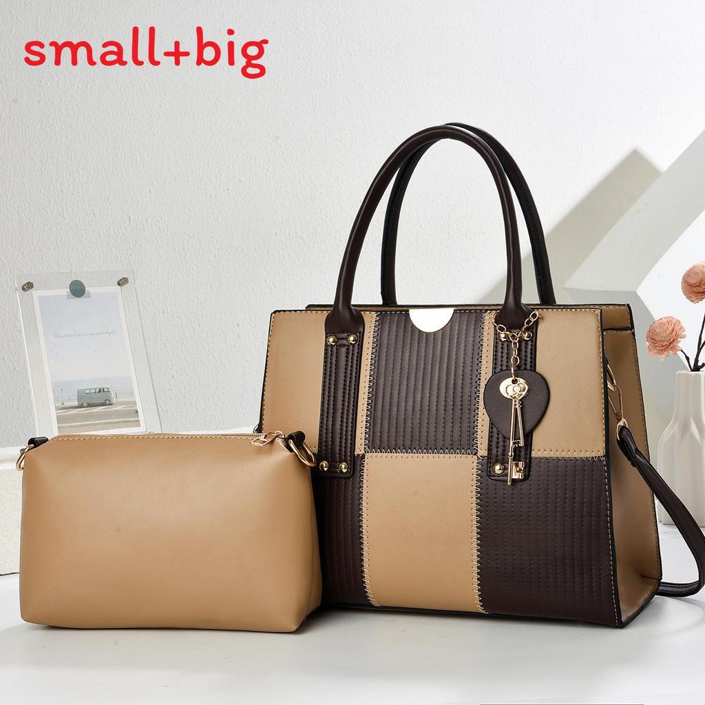 Pu Large Tote Bag For Women With Contrasting Color Blocking And Inner Pockets For Daily Use