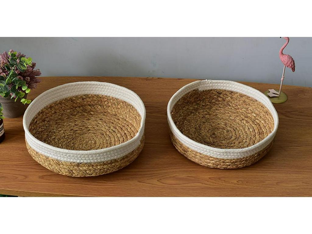 Round Woven Water Hyacinth Basket - Home Snack and Sundries Organizer