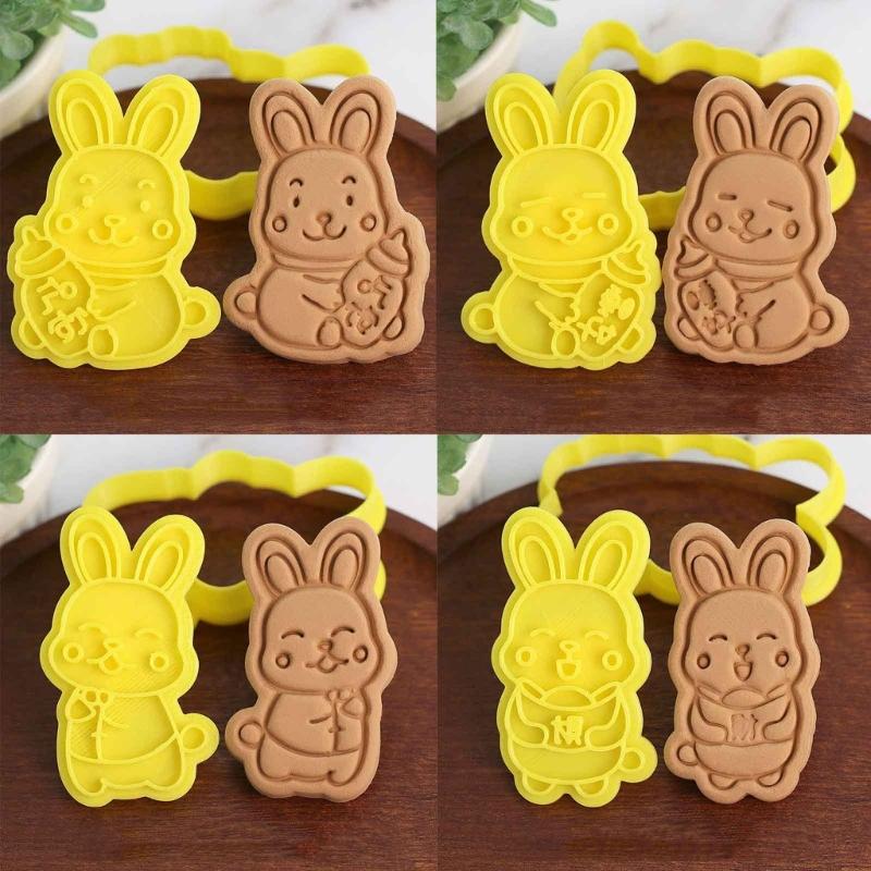 Cartoon Cute Rabbit Cookie Cutters Holiday Biscuit Fondant Cookie Stamps