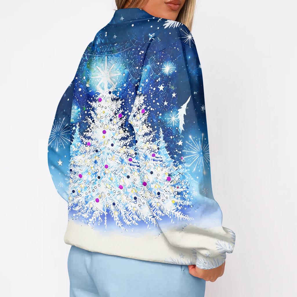 Women's Trendy Christmas Print Crewneck Sweatshirt Lightweight Casual Pullover Top