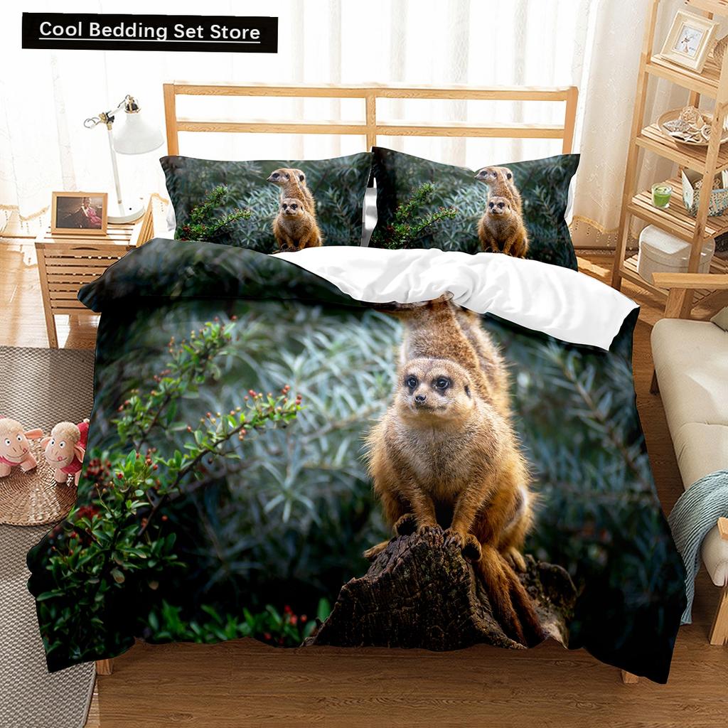 Brown Raccoon King Queen Double Full Duvet Cover Lovely Animal Bedding Set Wildlife Quilt Cover 2/3pcs Polyester Comforter Cover